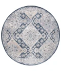 Safavieh Blair Washable BLR220 Grey / Navy 6'-7" X 6'-7" Round Area Rug