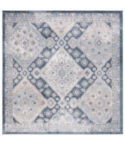 Safavieh Blair Washable BLR220 Grey / Navy 6'-7" X 6'-7" Square Area Rug