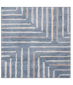 Safavieh Blair Washable BLR222 Blue / Multi 6'-7" X 6'-7" Square Area Rug