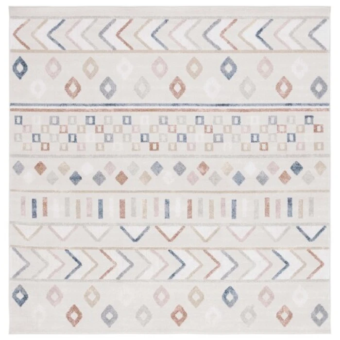 Safavieh Blair Washable BLR226 Beige / Multi 6'-7" X 6'-7" Square Area Rug