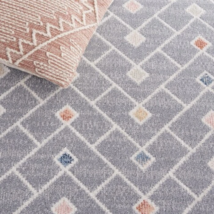 Safavieh Blair Washable BLR230 Grey / Multi 6'-7" X 6'-7" Round Area Rug