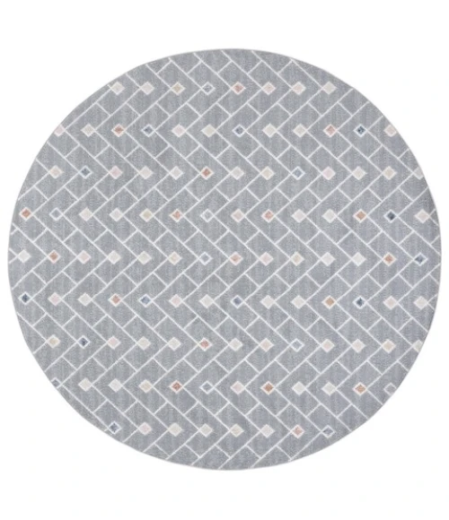 Safavieh Blair Washable BLR230 Grey / Multi 6'-7" X 6'-7" Round Area Rug