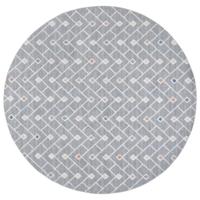 Safavieh Blair Washable BLR230 Grey / Multi 6'-7" X 6'-7" Round Area Rug