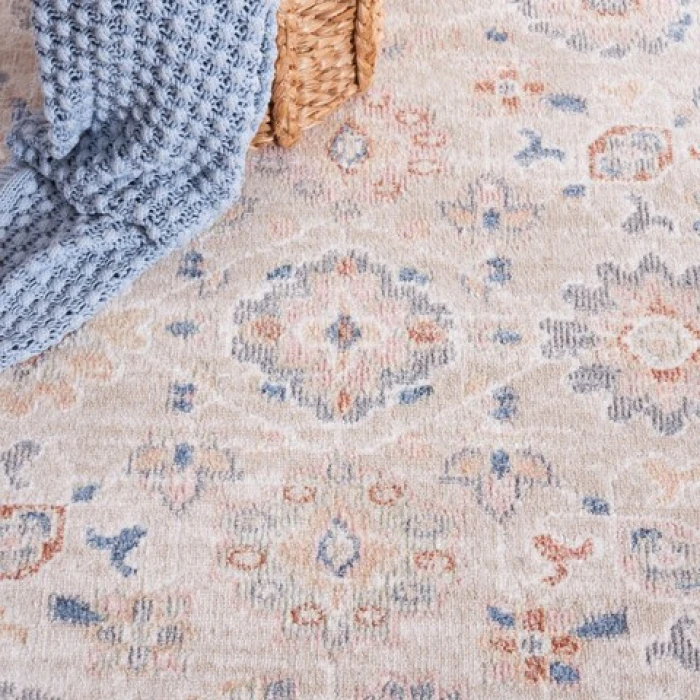 Safavieh Blair Washable BLR232 Beige / Grey 6'-7" X 6'-7" Round Area Rug