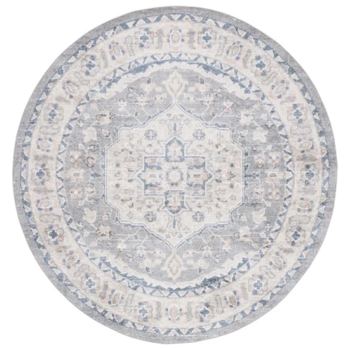 Safavieh Blair Washable BLR234 Beige / Light Grey 6'-7" X 6'-7" Round Area Rug