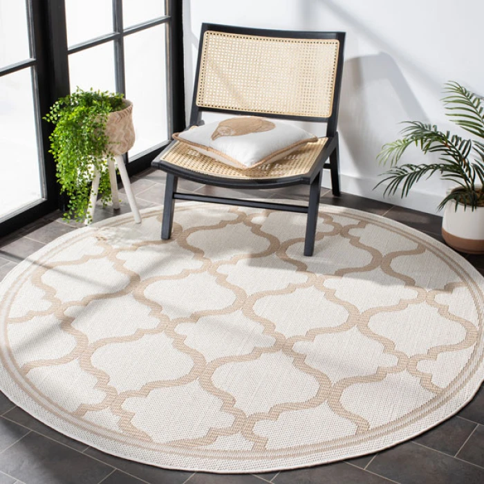 Safavieh Bermuda BMU810 Ivory / Beige 8' X 8' Round Area Rug