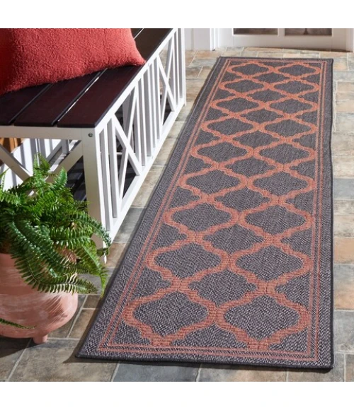 Safavieh Bermuda BMU810 Charcoal / Rust 2' X 8' Runner Area Rug