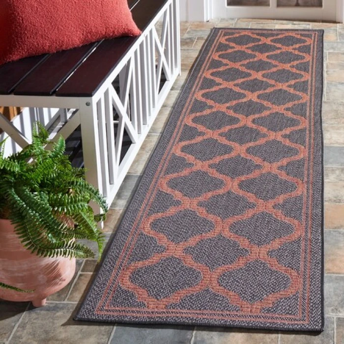 Safavieh Bermuda BMU810 Charcoal / Rust 2' X 8' Runner Area Rug