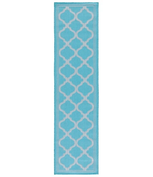 Safavieh Bermuda BMU810 Aqua / Grey 2' X 8' Runner Area Rug
