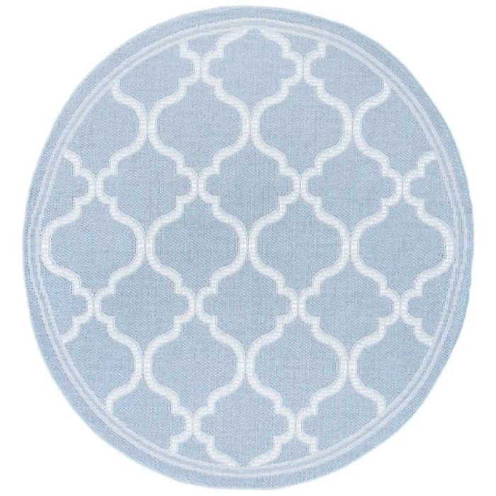 Safavieh Bermuda BMU810 Light Blue / Ivory 6'-7" X 6'-7" Round Area Rug
