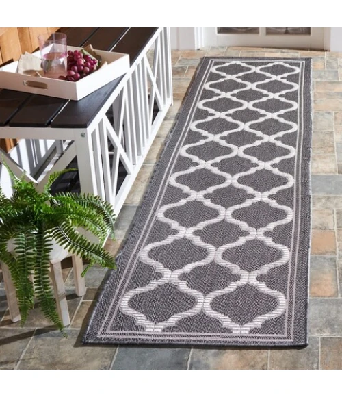 Safavieh Bermuda BMU810 Charcoal / Ivory 2' X 8' Runner Area Rug