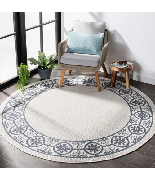 Safavieh Bermuda BMU815 Ivory / Charcoal 6'-7" X 6'-7" Round Area Rug
