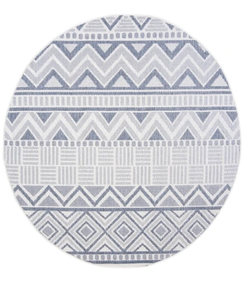 Safavieh Bermuda BMU818 Cream / Navy 5'-3" X 5'-3" Round Area Rug