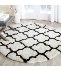 Safavieh Barcelona Shag BSG319 Ivory / Black 5' X 5' Round Area Rug