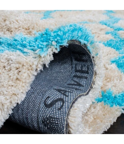 Safavieh Barcelona Shag BSG319 Cream / Blue 3' X 5' Rectangle Area Rug