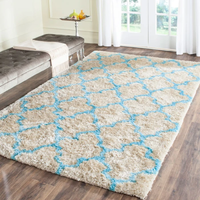 Safavieh Barcelona Shag BSG319 Cream / Blue 4' X 6' Rectangle Area Rug