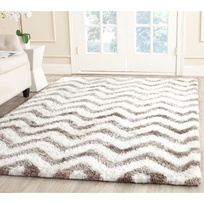 Safavieh Barcelona Shag BSG320 Ivory / Silver 3' X 5' Rectangle Area Rug