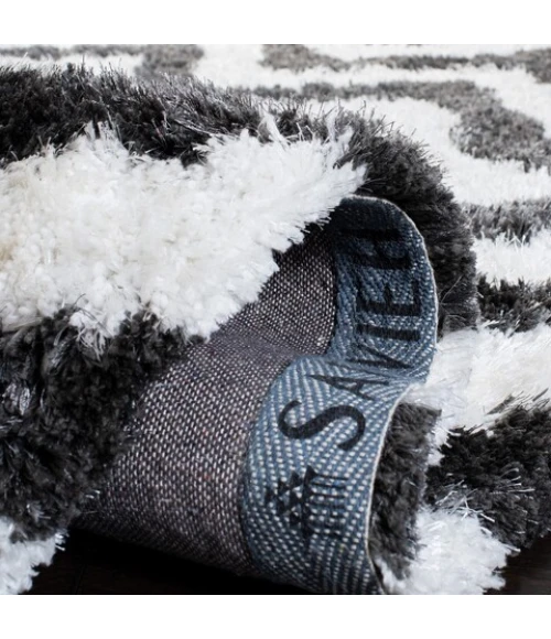 Safavieh Barcelona Shag BSG320 Graphite / Ivory 2' X 3' Accent Area Rug