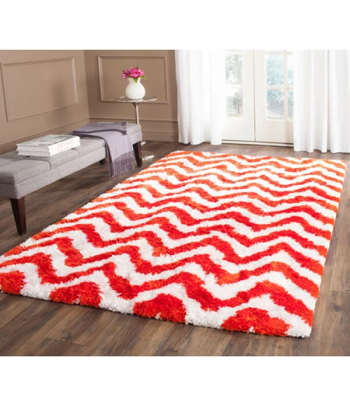 Safavieh Barcelona Shag BSG320 Ivory / Rust 5' X 8' Rectangle Area Rug