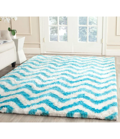 Safavieh Barcelona Shag BSG320 Ivory / Blue 8' X 10' Rectangle Area Rug
