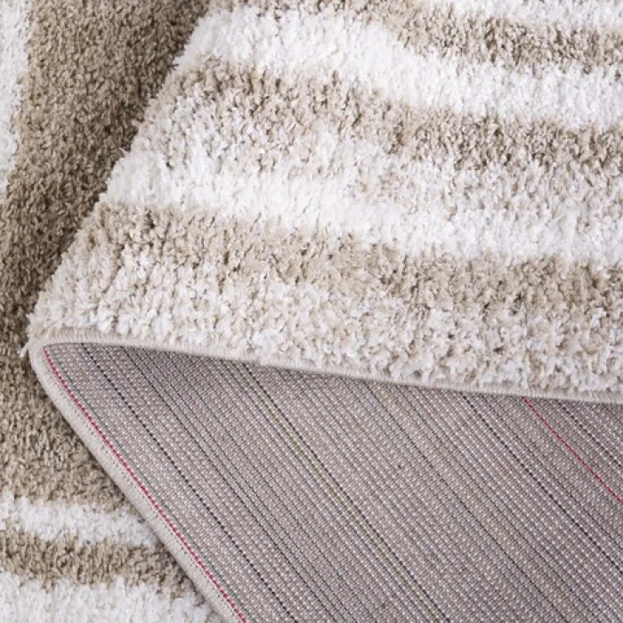 Safavieh Border & Stripe Shag BSP251 Beige / Ivory 5'-3" X 7'-6" Rectangle Area Rug
