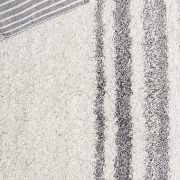 Safavieh Border & Stripe Shag BSP251 Ivory / Grey 8' X 10' Rectangle Area Rug