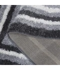 Safavieh Border & Stripe Shag BSP251 Grey / Black 2'-2" X 8' Runner Area Rug
