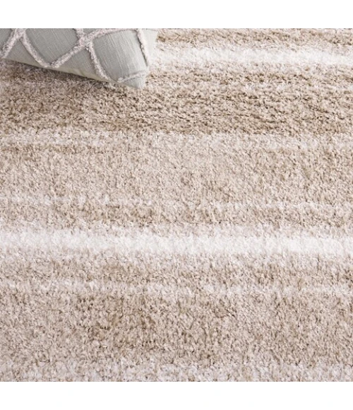 Safavieh Border & Stripe Shag BSP252 Beige / Ivory 2'-2" X 8' Runner Area Rug