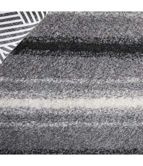 Safavieh Border & Stripe Shag BSP252 Grey / Black 4'-5" x 6'-5" Rectangle Area Rug