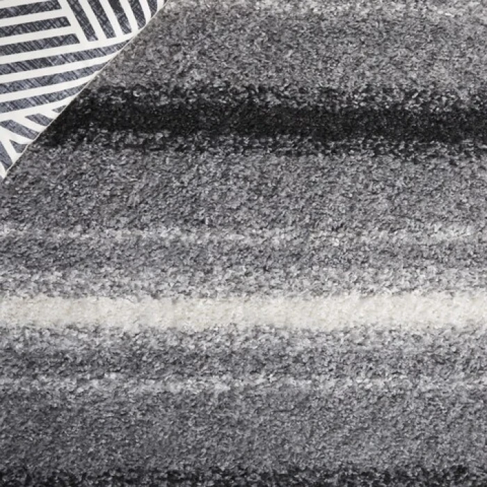Safavieh Border & Stripe Shag BSP252 Grey / Black 6'-7" X 6'-7" Square Area Rug