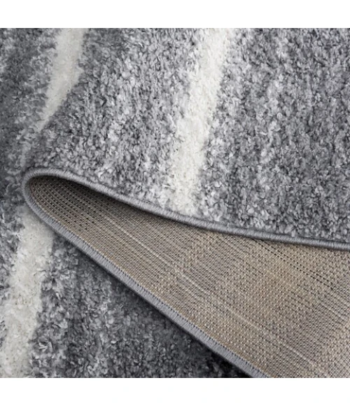 Safavieh Border & Stripe Shag BSP252 Grey / Black 4'-5" x 6'-5" Rectangle Area Rug