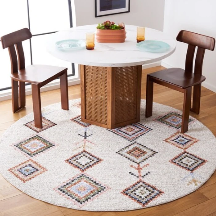 Safavieh Chapel Ivory / Black CHP402 6 ft. 7 in. X 6 ft. 7 in. Round Rug