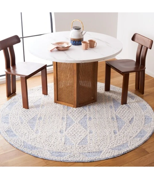 Safavieh Chapel Blue / Ivory CHP404 6 ft. 7 in. X 6 ft. 7 in. Round Rug