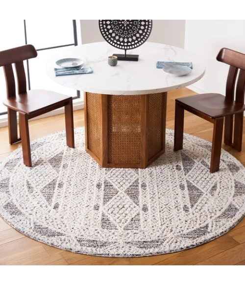 Safavieh Chapel Black / Ivory CHP404 6 ft. 7 in. X 6 ft. 7 in. Round Rug