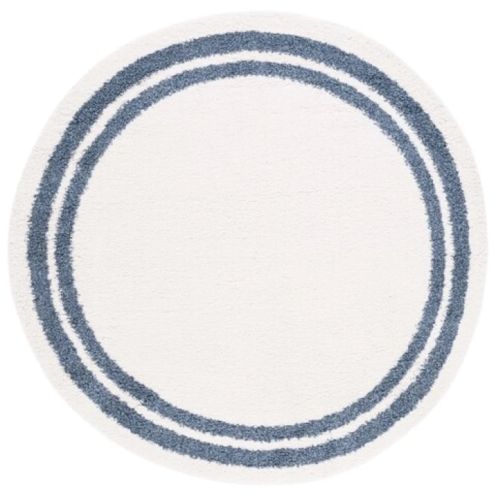 Safavieh Calico Shag Ivory / Blue CLC100 6 ft. 7 in. X 6 ft. 7 in. Round Rug