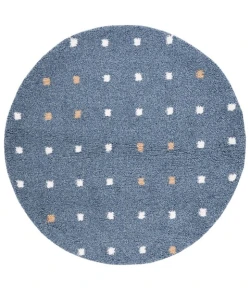 Safavieh Calico Shag Blue / Ivory CLC102 6 ft. 7 in. X 6 ft. 7 in. Round Rug
