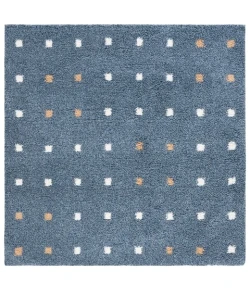 Safavieh Calico Shag Blue / Ivory CLC102 6 ft. 7 in. X 6 ft. 7 in. Square Rug