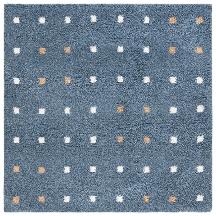 Safavieh Calico Shag Blue / Ivory CLC102 6 ft. 7 in. X 6 ft. 7 in. Square Rug
