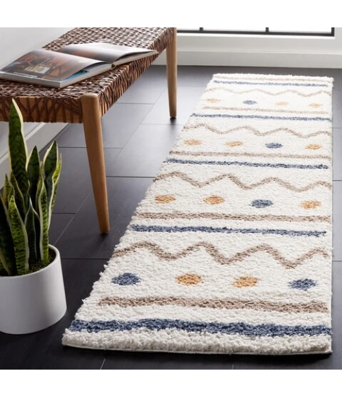 Safavieh Calico Shag Ivory / Taupe CLC106 2 ft. 2 in. X 8 ft. Runner Rug