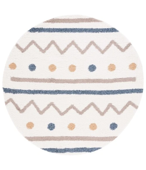 Safavieh Calico Shag Ivory / Taupe CLC106 6 ft. 7 in. X 6 ft. 7 in. Round Rug