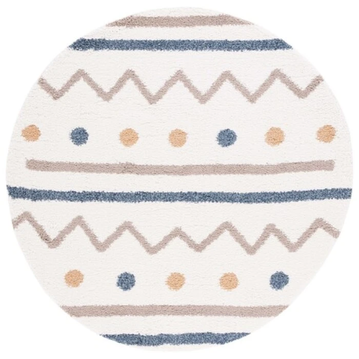 Safavieh Calico Shag Ivory / Taupe CLC106 6 ft. 7 in. X 6 ft. 7 in. Round Rug