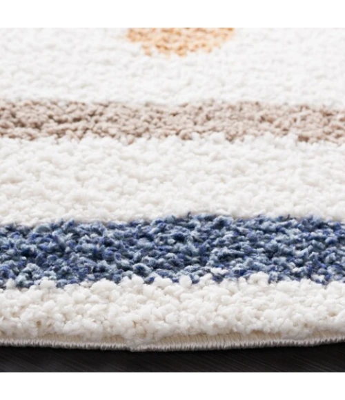 Safavieh Calico Shag Ivory / Taupe CLC106 6 ft. 7 in. X 6 ft. 7 in. Round Rug