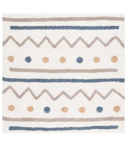 Safavieh Calico Shag Ivory / Taupe CLC106 6 ft. 7 in. X 6 ft. 7 in. Square Rug
