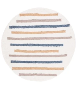 Safavieh Calico Shag Ivory / Gold CLC110 6 ft. 7 in. X 6 ft. 7 in. Round Rug