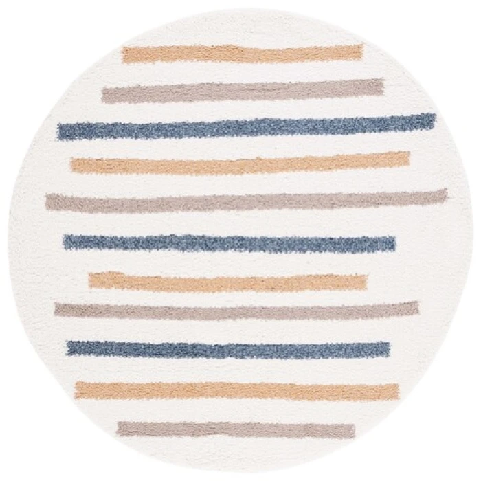 Safavieh Calico Shag Ivory / Gold CLC110 6 ft. 7 in. X 6 ft. 7 in. Round Rug