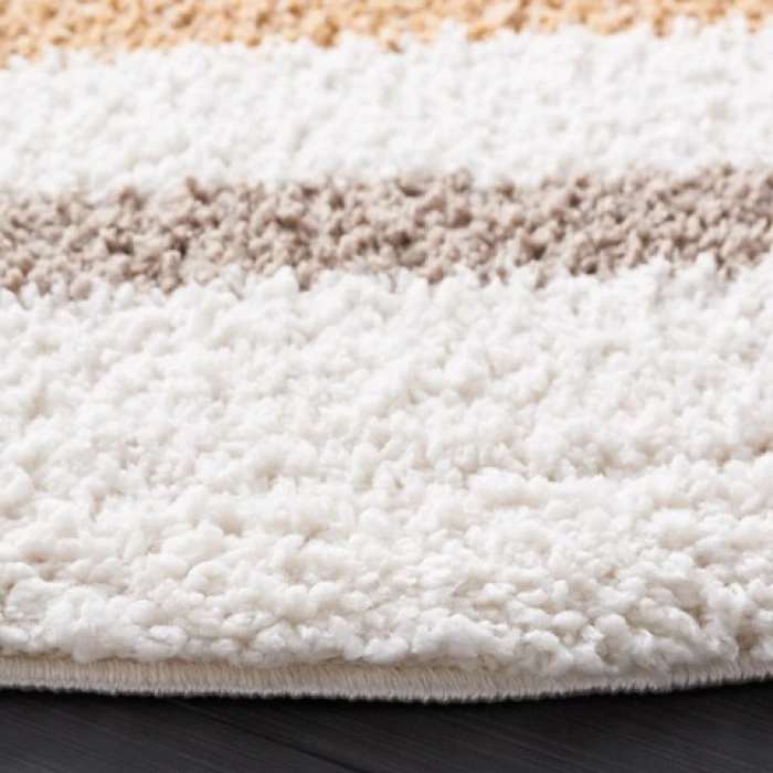 Safavieh Calico Shag Ivory / Gold CLC110 6 ft. 7 in. X 6 ft. 7 in. Round Rug