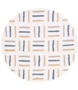 Safavieh Calico Shag Ivory / Gold CLC112 6 ft. 7 in. X 6 ft. 7 in. Round Rug