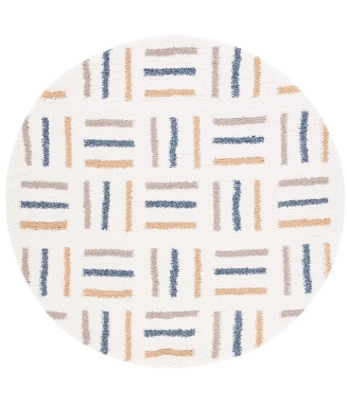 Safavieh Calico Shag Ivory / Gold CLC112 6 ft. 7 in. X 6 ft. 7 in. Round Rug