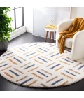 Safavieh Calico Shag Ivory / Gold CLC112 6 ft. 7 in. X 6 ft. 7 in. Round Rug