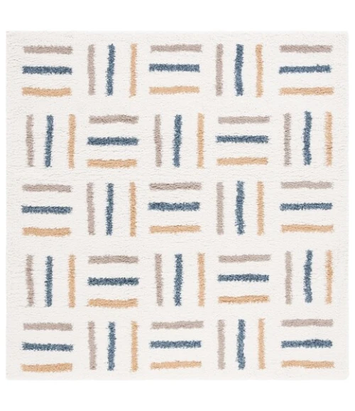 Safavieh Calico Shag Ivory / Gold CLC112 6 ft. 7 in. X 6 ft. 7 in. Square Rug